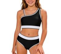 Maillot de Bain Fille, Maillot de Bain Deux pièces pour Adolescentes Bikini réglable avec Liens et Bas Doux pour activités Aquatiques Estivales