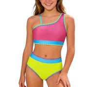 Maillot de Bain Fille, Maillot de Bain Deux pièces pour Adolescentes Bikini réglable avec Liens et Bas Doux pour activités Aquatiques Estivales