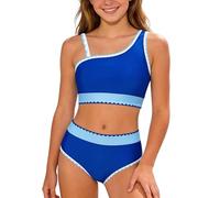 Maillot de Bain Fille, Maillot de Bain Deux pièces pour Adolescentes Bikini réglable avec Liens et Bas Doux pour activités Aquatiques Estivales