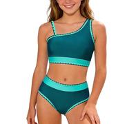 Maillot de Bain Fille, Maillot de Bain Deux pièces pour Adolescentes Bikini réglable avec Liens et Bas Doux pour activités Aquatiques Estivales
