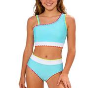 Maillot de Bain Fille, Maillot de Bain Deux pièces pour Adolescentes Bikini réglable avec Liens et Bas Doux pour activités Aquatiques Estivales