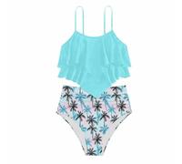 Maillot de Bain Fille Maillot de Bain Deux pièces pour Filles, Bikini Tankini à Volants dans Le Dos, pour Adolescentes et Jeunes Filles, Couleur Unie