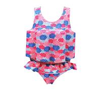 Maillot de Bain Flottant Bebe Fille Combinaison Flottante à Flottabilité Réglable Une Pièce Maillot de Bain Bouée Intégré à Manches Courtes Swimsuit Séchage Rapide 2-3 Ans