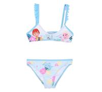Maillot de bain Frozen 2 Pièces pour Filles Bikini Anna et Elsa Bretelles à Volants Motif Floral, bleu, 3 ans