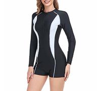 Maillot de Bain Gainant 1 Piece Amincissant 2026 Nouveau Costume de Solaire Solide Maillot Bain Conservateur Short Femme Bas Maillots (A,XXL)