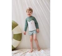 Maillot De Bain Garçon 2 Pièces T-shirt De Protection Uv Et Boxer Hello Dino Kaki 4A