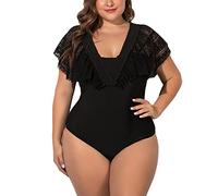 Maillot De Bain Grande Taille Femme Maillot De Jupe A Armature 1 Pièce Shorty Piscine Bronzage Integral Haut Maxi Push Up Rembourré Blanc Tankini Cache Ventre Culotte Haute Vintage Sculptant Dentelle