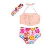 Maillot de Bain Grande Taille Fille, Maillot de Bain Enfant élégant avec col Donut et découpe latérale ornée d'un nœud pour Filles