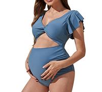 Maillot De Bain Grossesse Maillot De Bain Maternité Combishort Femme Long Grande Taille Post Accouchement Cache Ventre 2 Pièces 1 Pièce Personnalisable Haute Jupette Festonné Robe Ensemble 2XL Senior