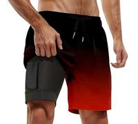 Maillot De Bain Homme 2 in 1 Tight Liner Running Short Surf Doublure Boxer Respirant Piscine Compression en Grande Taille Stretch Sport Fitness Slip avec Zip Poche 2-in Plage