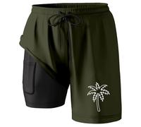 Maillot de Bain Homme Étanche 2 en 1,Short de Bain Long Homme,Compression Boardshorts Séchage Rapide Respirant Léger Élastique Natation
