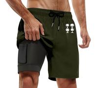 Maillot de Bain Homme Grandes Tailles S-5XL, Short de Bain Séchage Rapide avec Doublure de Compression Ado Garcon Beach Boardshorts pour Plage, Natation et Sport