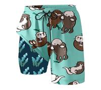 Maillot De Bain Homme Long Short Sport Shorts Piscine Bermuda Pour Calecon Shorty Maillots Étanche Séchage Rapide, Poches Zippée Invisible Et Doublure En Maille Mode D'été Dégradé Couleur g-Menthe ver