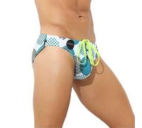 Maillot de Bain Homme Piscine - Short de Bain Triangle pour Homme - Double Couche - imprimé Brillant - Cordon de Serrage - Haute élasticité - Respirant - Slip en U