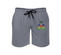 Maillot de Bain Homme Short de Bain Respirant à Séchage Rapide avec Poches Le drapeau de la République d'Haïti Imprimé Short Plage Homme avec Doublure en Maille et Cordon Serrage Réglable Gris XXL
