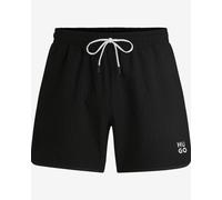 HUGO Short de bain à la structure gaufrée avec logo brodé revisité - Style CHAFFLE SWIMTRUNK, 50540152 Noir S