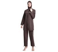 Maillot de Bain Islamique 3 Pièces pour Femmes, Ensemble de Natation Modeste avec Hijab, Taille Élasticisée, Couleur Unie, Convient pour la Plage et la Piscine, Design Respirant et Anti-adhésif