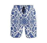 Maillot de bain léger et respirant résistant à l'eau au quotidien pour les amateurs de confort, Motif floral bleu William Morris, XXL