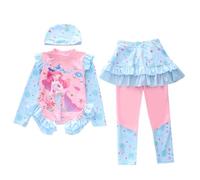Maillot de Bain Maillot de Bain Deux pièces à Manches Longues pour Filles,avec Bas à Volants,Protection Solaire pour Tout-Petits,Filles et Jeunes