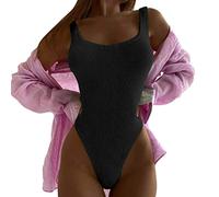 Maillot De Bain Maillot De Bain Senior Une Pièce pour Femme Ventre Taille Haute Wrap Cravate Monokini Maillots Short Femme 1 Piece (Black S)