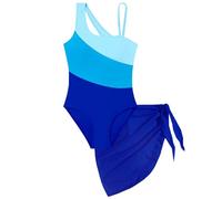 Maillot de Bain Maillot de Bain Une pièce pour Fille, Couleur, découpe, Une épaule, avec Cache-Maillot en résille.