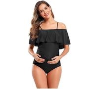 Maillot de bain maternité une pièce - SHEKINI - Modèle L - Volant - Fronces latérales - Bretelles amovibles L