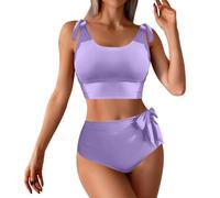 Maillot De Bain Menstruel Maillot De Bain 1 PièCe pour Femme, Ensemble Bikini Taille Haute à Double Lien sur Les épaules Femme 1 Sexy (Light Violet, L)