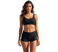 Maillot de bain menstruel pour femmes et adolescentes - Short de bain étanche avec pantalon menstruel intégré - Bas de bikini taille haute noir - Maillots de bain pour femme pour un flux intense