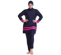 Maillot de bain modeste grande taille pour femmes et filles - Maillot de bain 3 pièces musulmane pudique entièrement couvert Burkini islamique maillot de bain à manches longues + pantalon + hijab