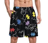 Maillot De Bain Mois De Sensibilisation À l'Autisme pour Homme Short De Planche Confortable,Doublure en Maille Swimming Shorts pour Loisir Vacance Natation XXL
