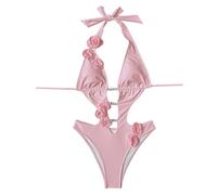 Maillot de Bain Monokini, décolleté en V Plongeant, pièce ornée de Perles de Fleurs, col Licou, pour Le Surf, vêtements de Plage