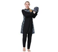 Maillot de Bain Musulman Modeste pour Femmes Ensemble de Burkini Top Pantalons Hijab Couverture Complète 3 pièces Beachwear Burqini Beachwear Protection Solaire H1022 3XL