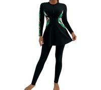 Maillot de bain musulman pour femme : Burkini à manches longues 2 pièces couverture complète modeste maillot de bain rashguard maillot de bain islamique