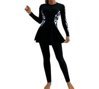 Maillot de bain musulman pour femme : Burkini à manches longues 2 pièces couverture complète modeste maillot de bain rashguard maillot de bain islamique