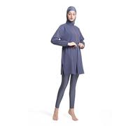 Maillot de bain musulman pour femme - Ensemble tankini musulman - Maillot de bain islamique - Couverture complète - 3 pièces - Protection solaire - Maillot de bain avec hijab, P gris., M