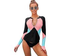 Maillot de Bain Onepièce à Manches Longues Femme Tenue Plage Swimwear Fille Push Up Bra Pad Natation Maillot de Joueur Surf Séchage Rapide