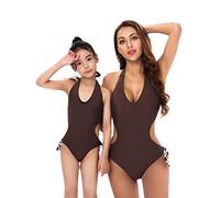 Maillot De Bain Parent-Enfant,Famille Matching Maillots De Bain Mère Fille Bikinis Sets Mode Couleur Unie Spectacle Taille Tankini Une Pièce Maillots De Bain,Femmes Été Maillots De Bain Vêtement