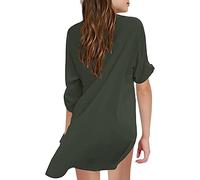 Maillot de bain pour, couverture de plage pour, chemise en mousseline de soie, bikini, maillot de bain, robe de plage, couverture de natation chemise garçon, Vert armée., 8-9 ans