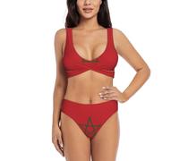 Maillot de bain pour femme avec drapeau du Maroc imitation nylon Split Cross Bikini respirant et à séchage rapide indispensable pour l'été, noir, Taille S