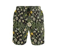 Maillot de bain pour homme à séchage rapide sur une escapade tropicale pour les surfeurs, Daisy Wildflower Botanical Green, M