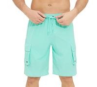 Maillot de bain pour homme - Couleur unie - Taille réglable - Cordon de serrage - Quatre coins - Séchage rapide - Imperméable - Avec short de bain cool, bleu ciel, 34