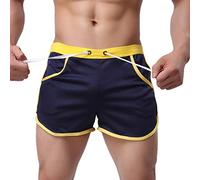 Maillot de bain pour homme de plage, taille basse, short de bain, séchage rapide, surf d'été, maillot de plage, cordon de serrage réglable, parigambe, élastique Push Up plage Boxer de mer, bleu foncé
