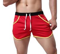 Maillot de bain pour homme de plage, taille basse, short de bain, séchage rapide, surf d'été, maillot de plage, cordon de serrage réglable, parigambe, élastique Push Up plage Boxer de mer, rouge, M