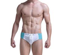 Maillot de bain pour homme - Slip serré - Court - Coupe ajustée - String sexy - Short de bain pour homme - Short de bain classique - Stretch - Décontracté - Blanc - Taille XL