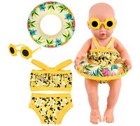 Maillot de Bain pour Poupée, Tenue de Piscine de Poupées, Vêtement pour Poupée Vêtements de Poupée Accessoires avec Tenue de Plage, Lunettes de Soleil, Anneau de Natation pour Poupée 35-45 cm