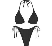 Maillot de Bain sans Trace de Bronzage Maillot Bain Deux Pièces Sexy pour Femmes,Bretelles Réglables,Cravate Latérale,Bikini Vetement Femme Grande Taille Maillots Robe (Black,M)