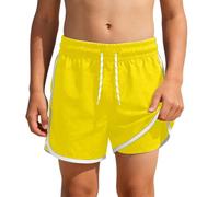 Maillot De Bain Short Enfant Garcon Taille Elastique a la Mode Short De Bain Adolescent Garçon Natation Piscine Sport Entrainement Competition Océan Plage Imprimé Tropical (Jaune, 11-12 Ans)