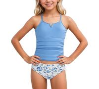 Maillot De Bain Short Fille Maillot de Bain Deux pièces Fille Solaire UPF 50 avec Short Confortable pour activités Nautiques (Sky Blue, 5-6 Years)