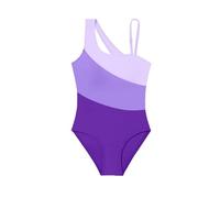 Maillot de Bain Shorty Maillot de Bain Une pièce pour Fille, Couleur, découpe, Une épaule, avec Cache-Maillot en résille.