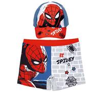 Maillot de Bain Spiderman Boxer + Casquette Spiderman Marvel | Pack de Maillot de Bain et Casquette Marvel | Maillot de Bain Spiderman + Casquette Spiderman (as4, Age, 8_Years, Regular, Bleu)